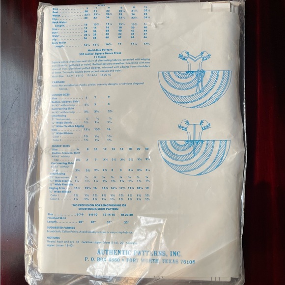 Vintage Authentic Patterns Inc Square Dancing Dress
Pattern #320 Size12-14-16 - Picture 3 of 10